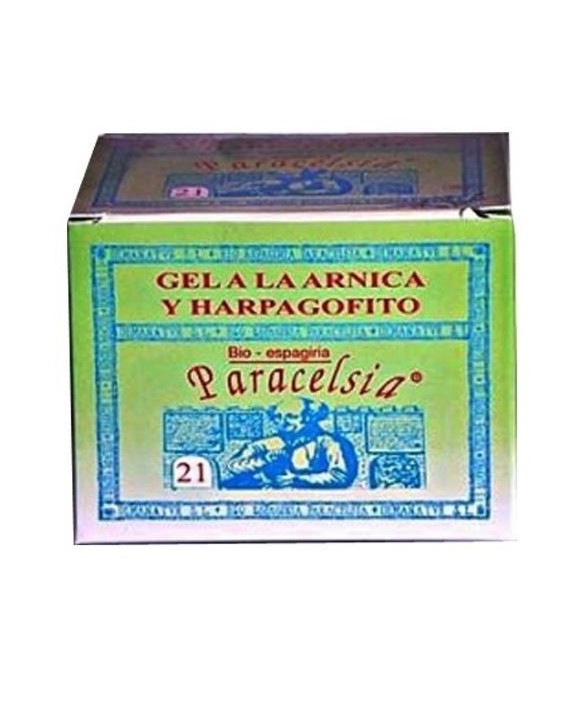 Envase de Gel Paracelsia 21 con árnica, harpagofito, mentol y kamphor para aliviar dolores e inflamaciones