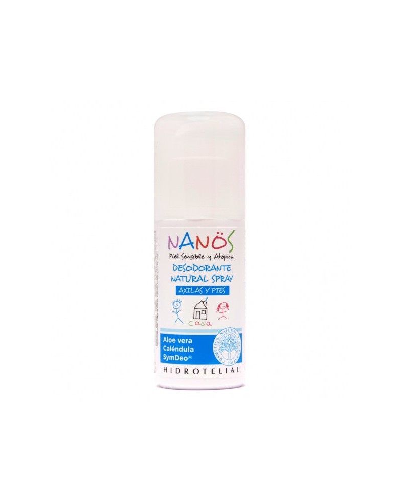 Desodorante natural spray axilas y pies, aloe vera, calendula y symbeo. hidrotelial nanos piel sensible y atópica