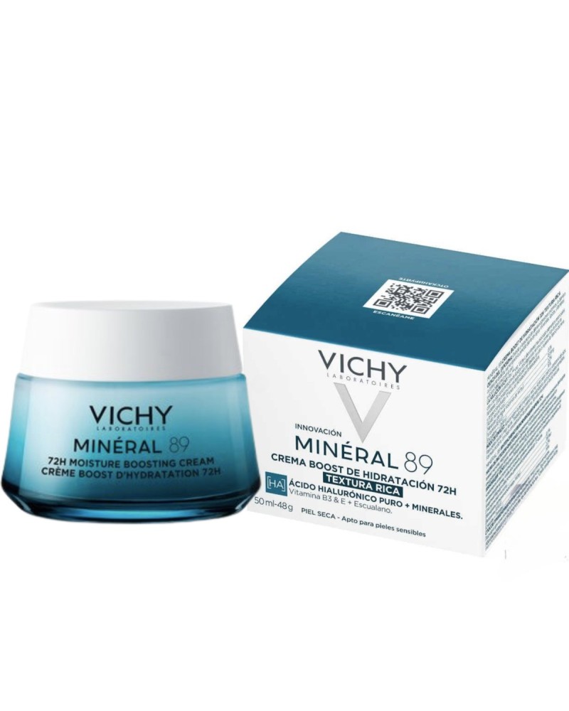 Textura rica y fórmula hidratante de la crema Minéral 89 de Vichy